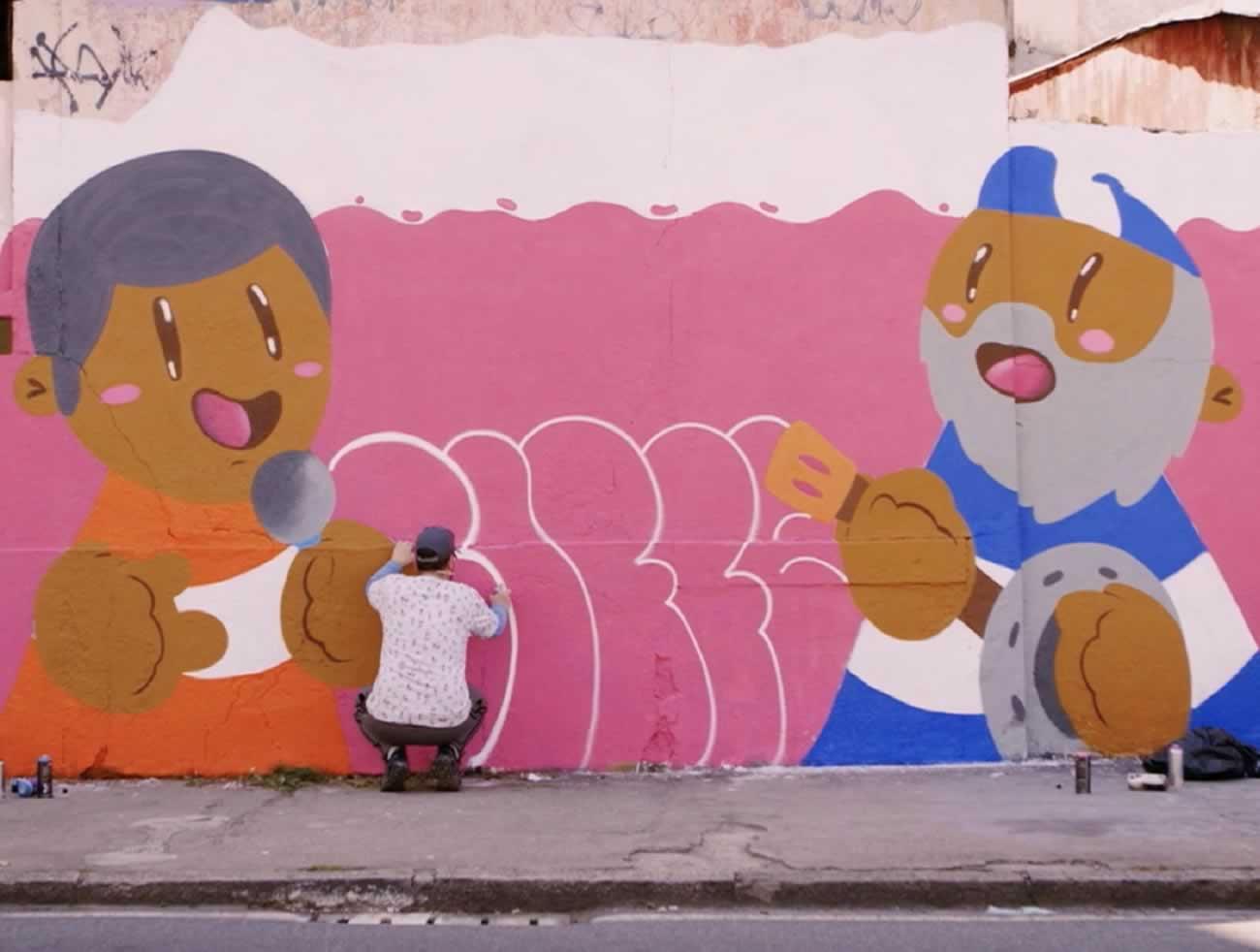 CINCO ARTISTAS CRIAM PAINÉIS DE GRAFITE NAS RUAS PARA O ITI