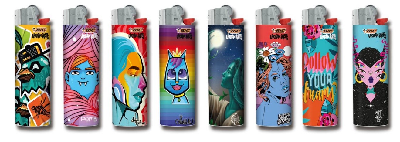 ISQUEIROS DECORADOS DA BIC POR ARTISTAS URBANOS